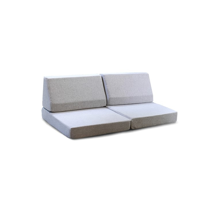 Foamnasium x PBK Blocksy Heathered Basketweave Mini Kids Couch | Pottery Barn Kids