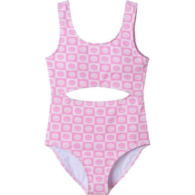 Andy & Evan | Kids One-Piece Swimsuit, (Pink Smiley, Size 12-14Y) | Maisonette | Maisonette