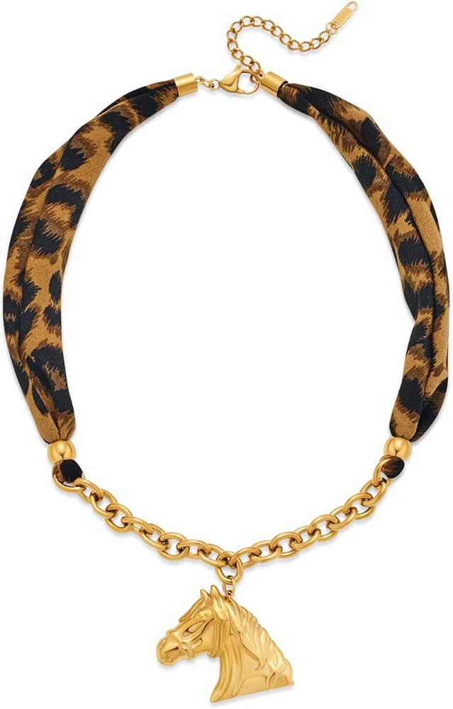 Chunky Gold Plated Horse Necklace for Women Dainty Pendant Necklace Statement Necklaces Trendy Je... | Amazon (US)