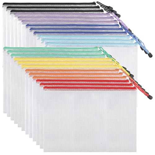EOOUT 24pcs Mesh Zipper Pouch Bags, for Organizing Storage, Waterproof Zipper Pouches, Letter Siz... | Amazon (US)