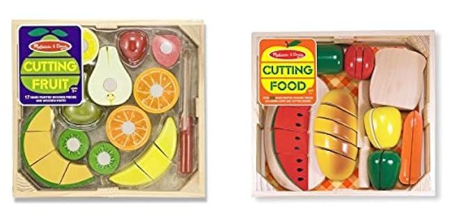 Melissa & Doug Cutting Food - Play Food Set With 25+ Hand-Painted Wooden Pieces, Knife, and Cutting  | Amazon (US)