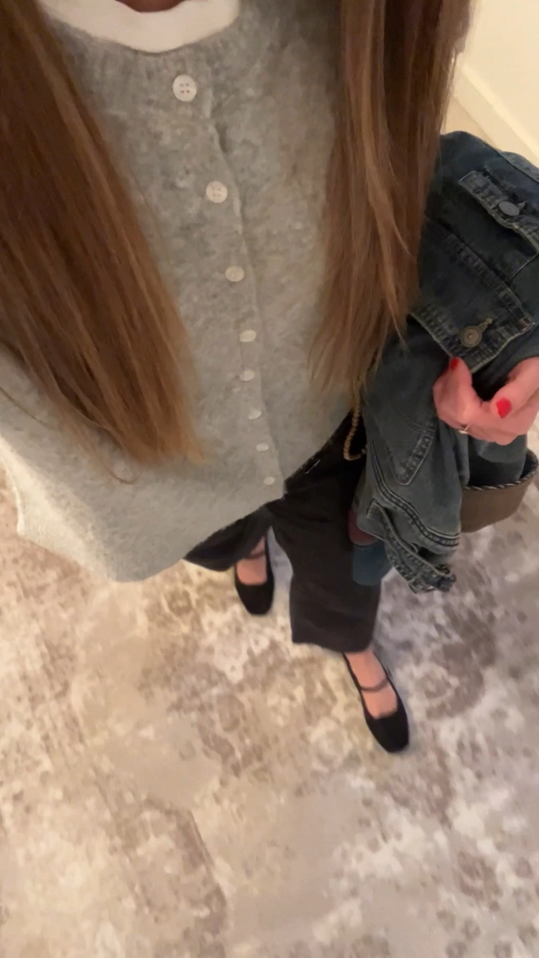 KUT from
The cloth denim that’s so soft and unique paired with my favorite cardigan- I have a few colors layered with a cozy tee 
