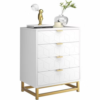 Gold-Handle Modern Dresser - 3-Drawer Engineered Wood Storage | Multi-Use for Entryway, Hallway & Living Room Decor | Target