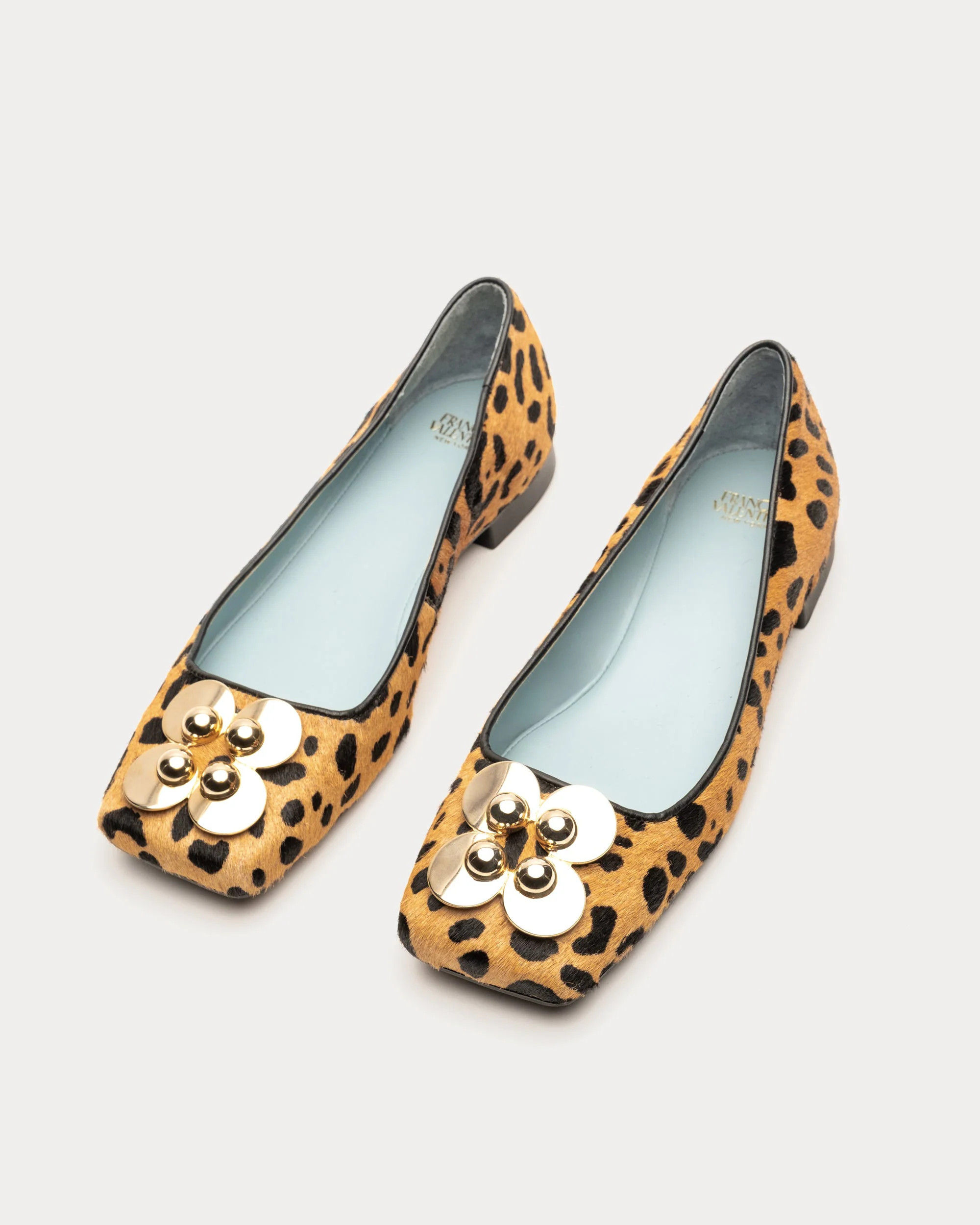 Square Toe Ballet Flat Leopard Printed Haircalf | Frances Valentine