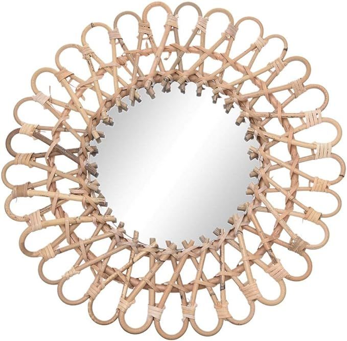 Rattan Mirror Hanging Wall-Mounted Makeup Mirror Round Dressing Bathroom Wall Hanging Mirror Nord... | Amazon (US)