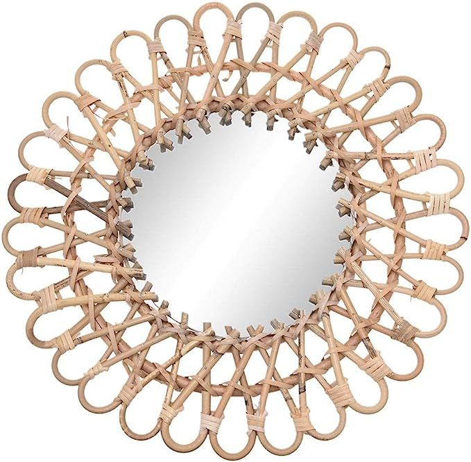 Rattan Round Mirror,Rattan Wall-Mounted Mirrors,Creative Art Deco Round Mirror Living Room Wall H... | Amazon (US)