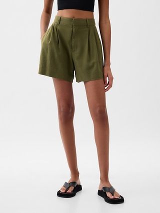 365 High Rise Linen-Blend Shorts | Gap (CA)