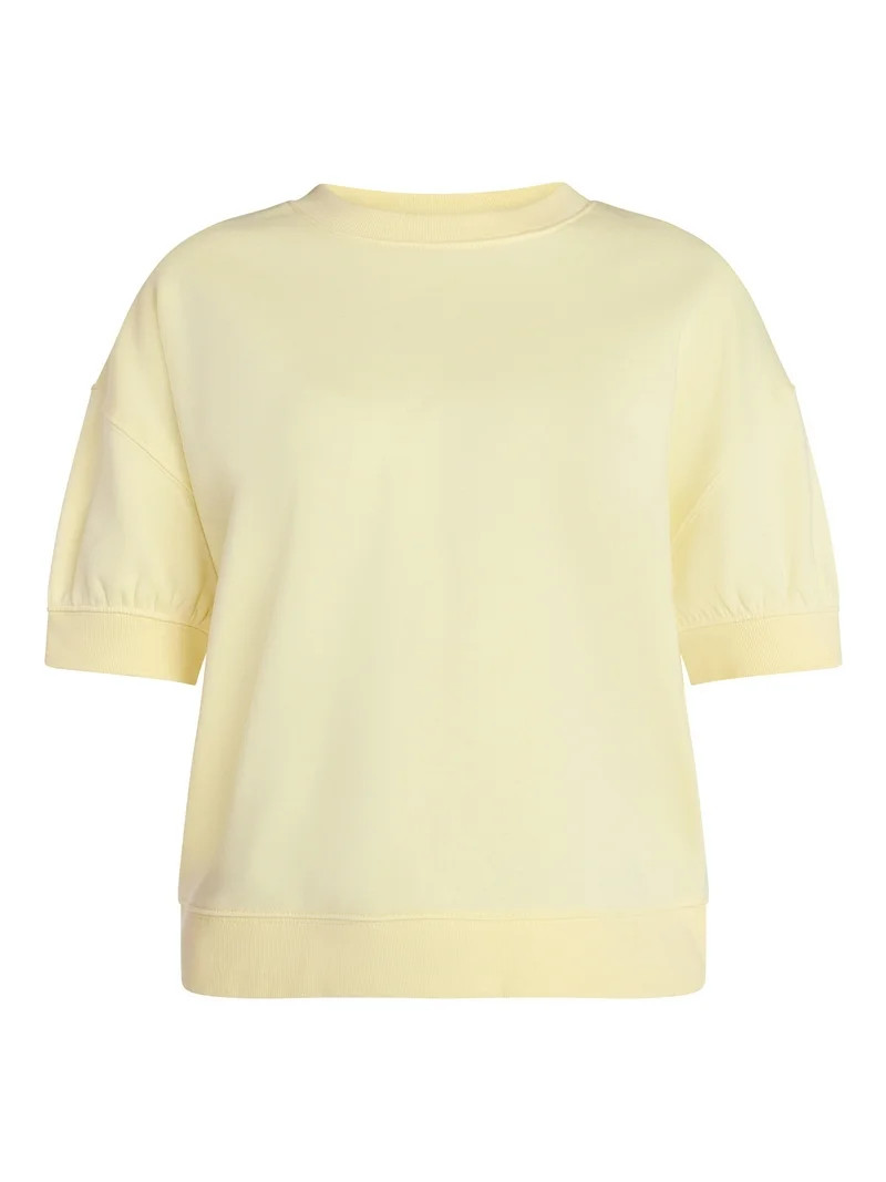 Time and Tru Women's Fleece Sweatshirt with Short Sleeves, Sizes XS-XXXL | Walmart (US)