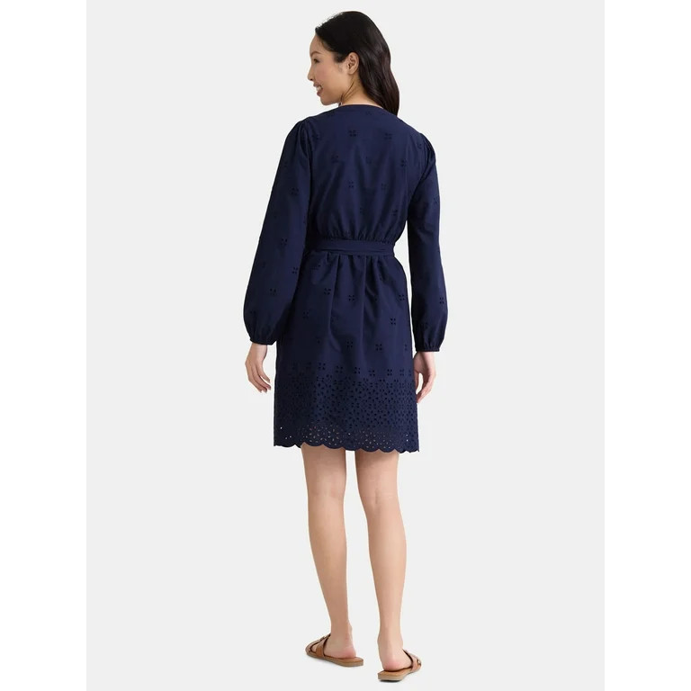 Time and Tru Women's and Women's Plus Embroidered Cotton Eyelet Dress, Sizes XS-4X | Walmart (US)