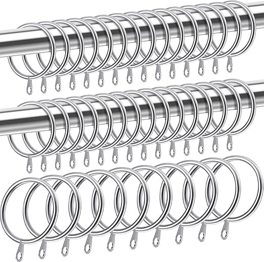 Shappy 40 Packs Metal Drapery Curtain Rings Hanging Rings for Curtains and Rods, Drape Sliding Ey... | Amazon (US)