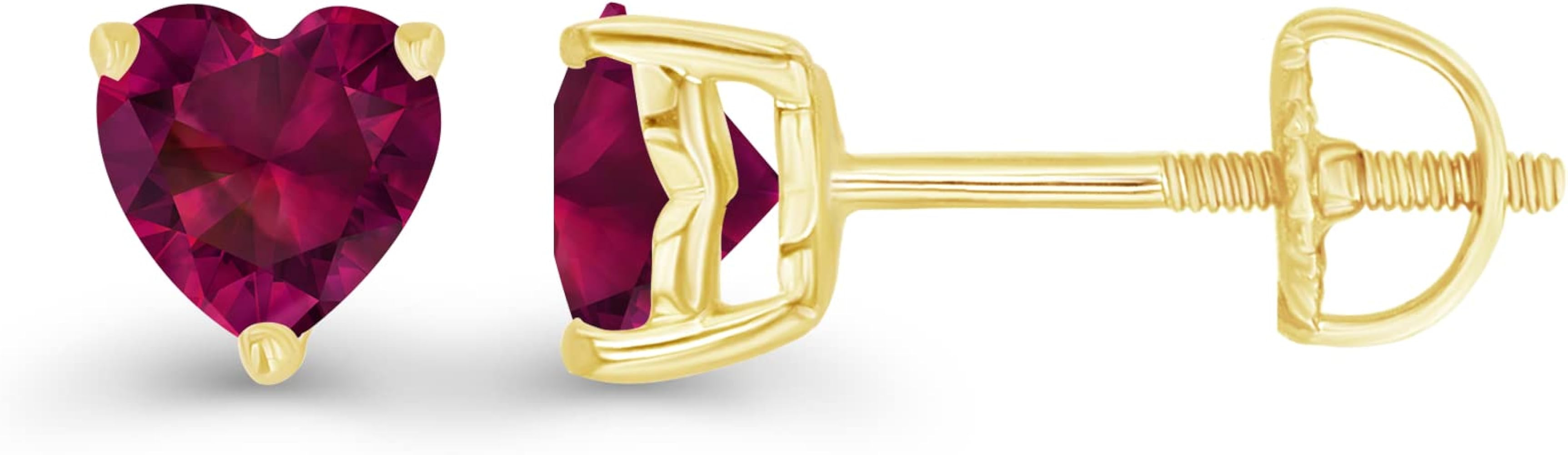 14K Gold Plated 925 Sterling Silver Hypoallergenic 5mm Heart Shape Prong Set Genuine Birthstone S... | Amazon (US)
