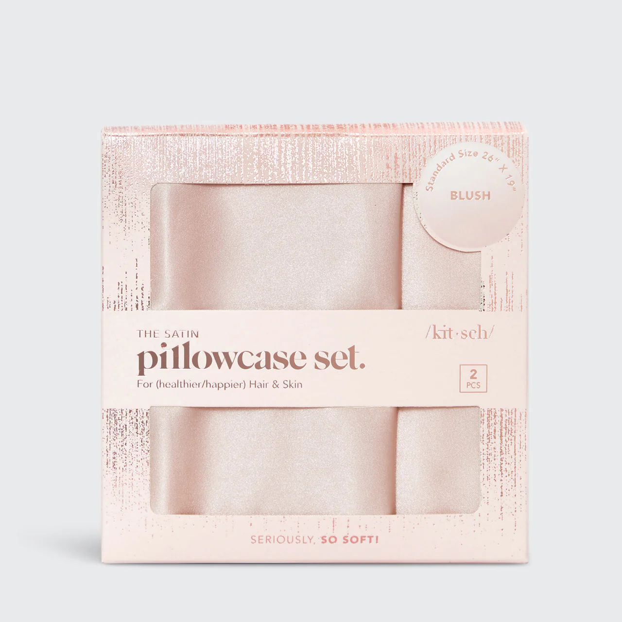 Holiday Satin Pillowcase 2 Pack - Blush | Kitsch