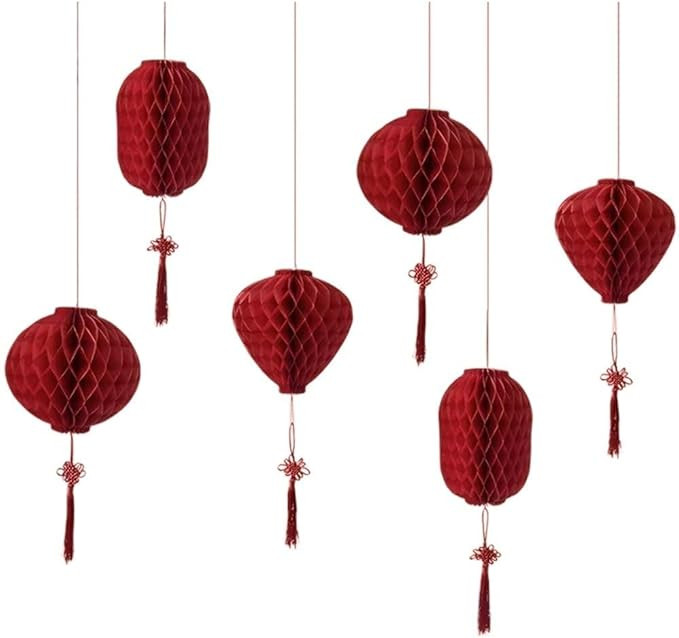 6 Pcs Red Paper Lanterns Chinese New Year Decorations, Chinese Decor for Lunar New Year Spring Fe... | Amazon (CA)