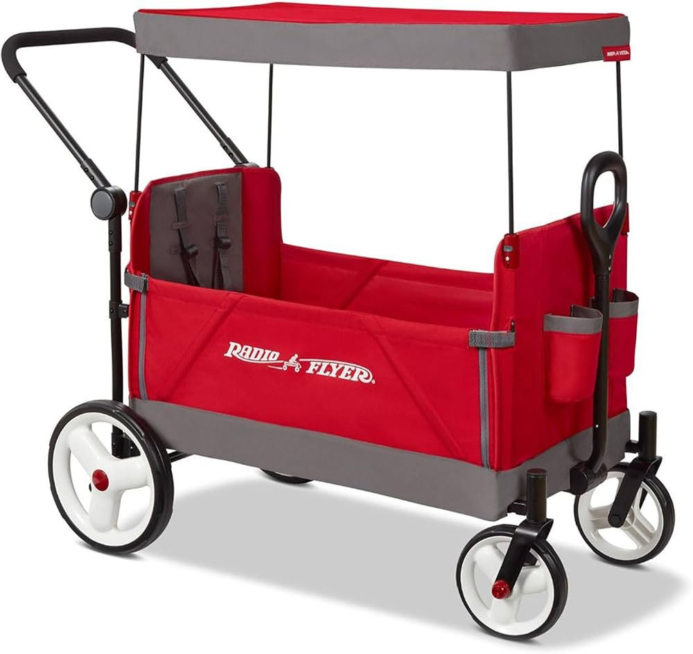 Radio Flyer Stroller Wagon with 5-Point Harnesses, Rear Brake, and Push Pull Handle, Red | Amazon (US)