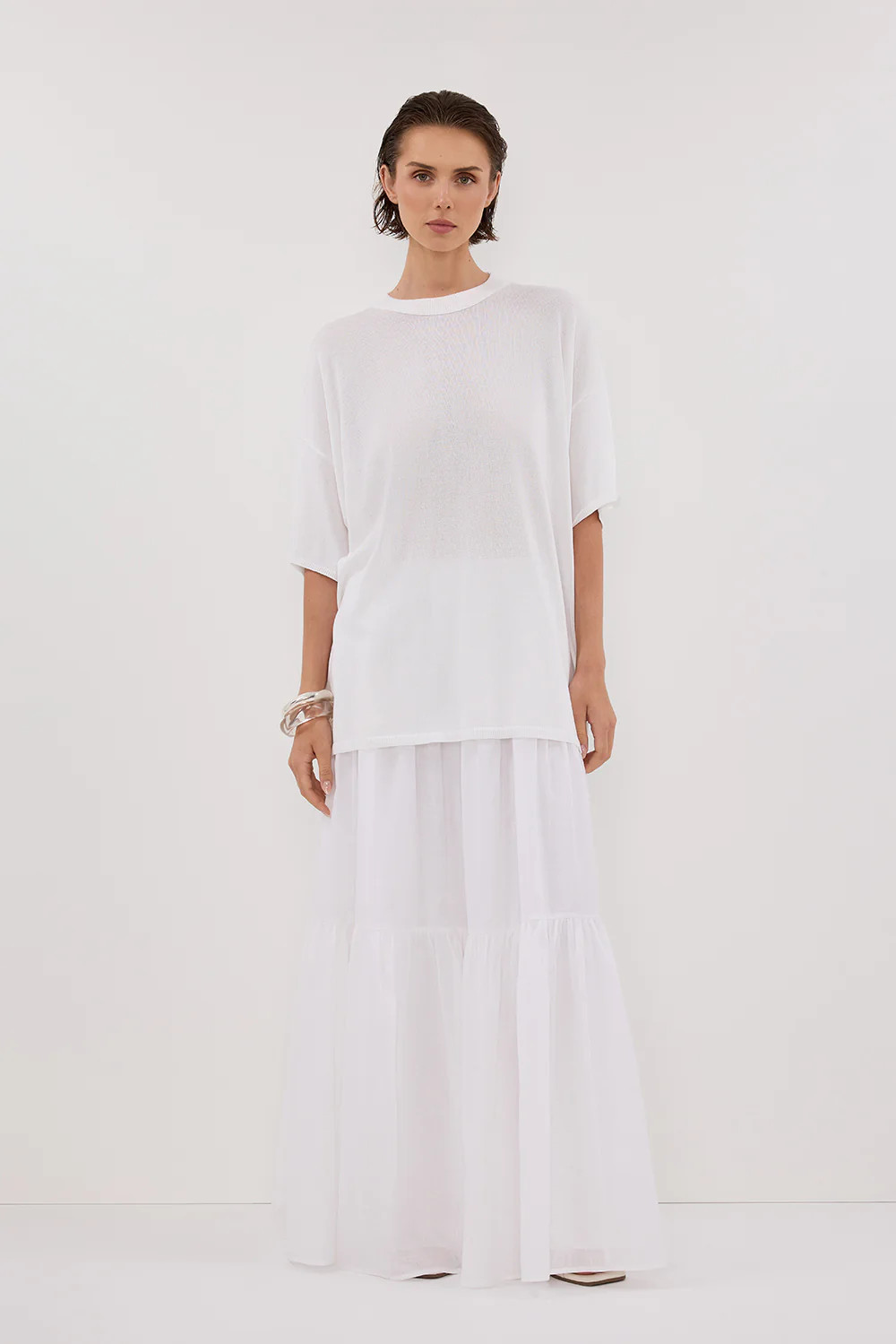 JACKI IVORY OVERSIZED KNIT TEE | DISSH