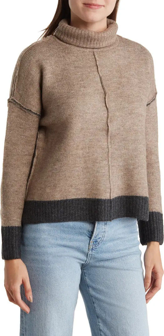 Oversize Colorblock Turtleneck Sweater | Nordstrom Rack