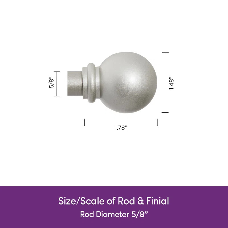 Wayfair Basics® Wayfair Basics Ball End Single Curtain Rod, 28-48" or 48-86" Adjustable Length, ... | Wayfair North America
