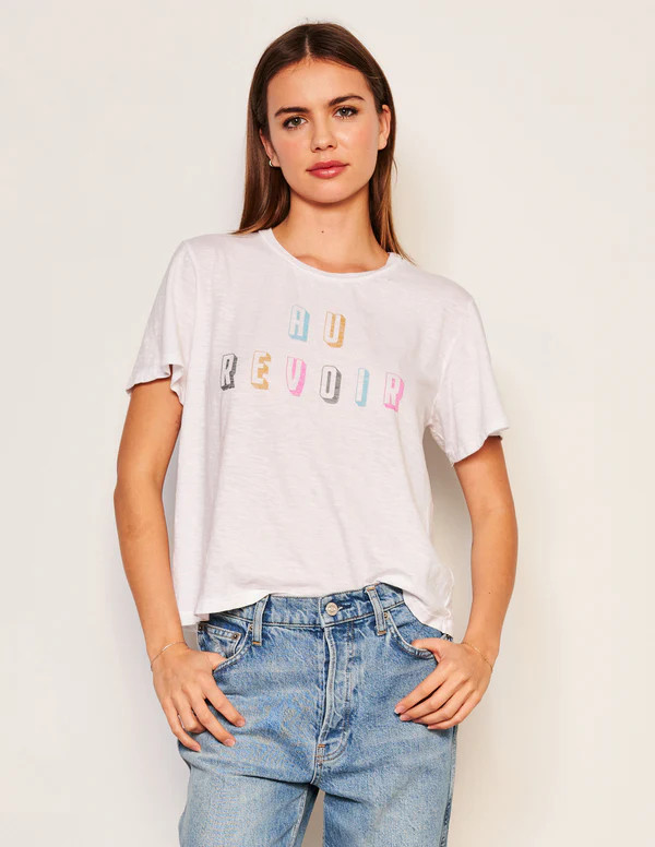 Women's Au Revoir Crew Neck Tee in Optic White | Sundry Clothing