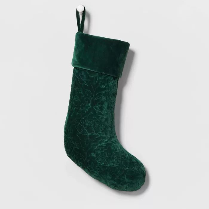 Velvet Quilted Christmas Stocking Green - Wondershop™ | Target