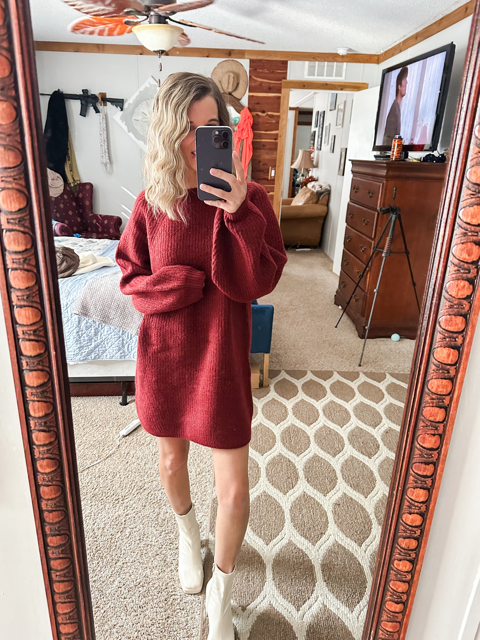 This burgundy sweater dress is perfect for the holidays. I love it so soft and comfortable. Might add a scarf or a little belt just to give it a little more style  

#LTKFindsUnder100 #LTKSeasonal #LTKHoliday