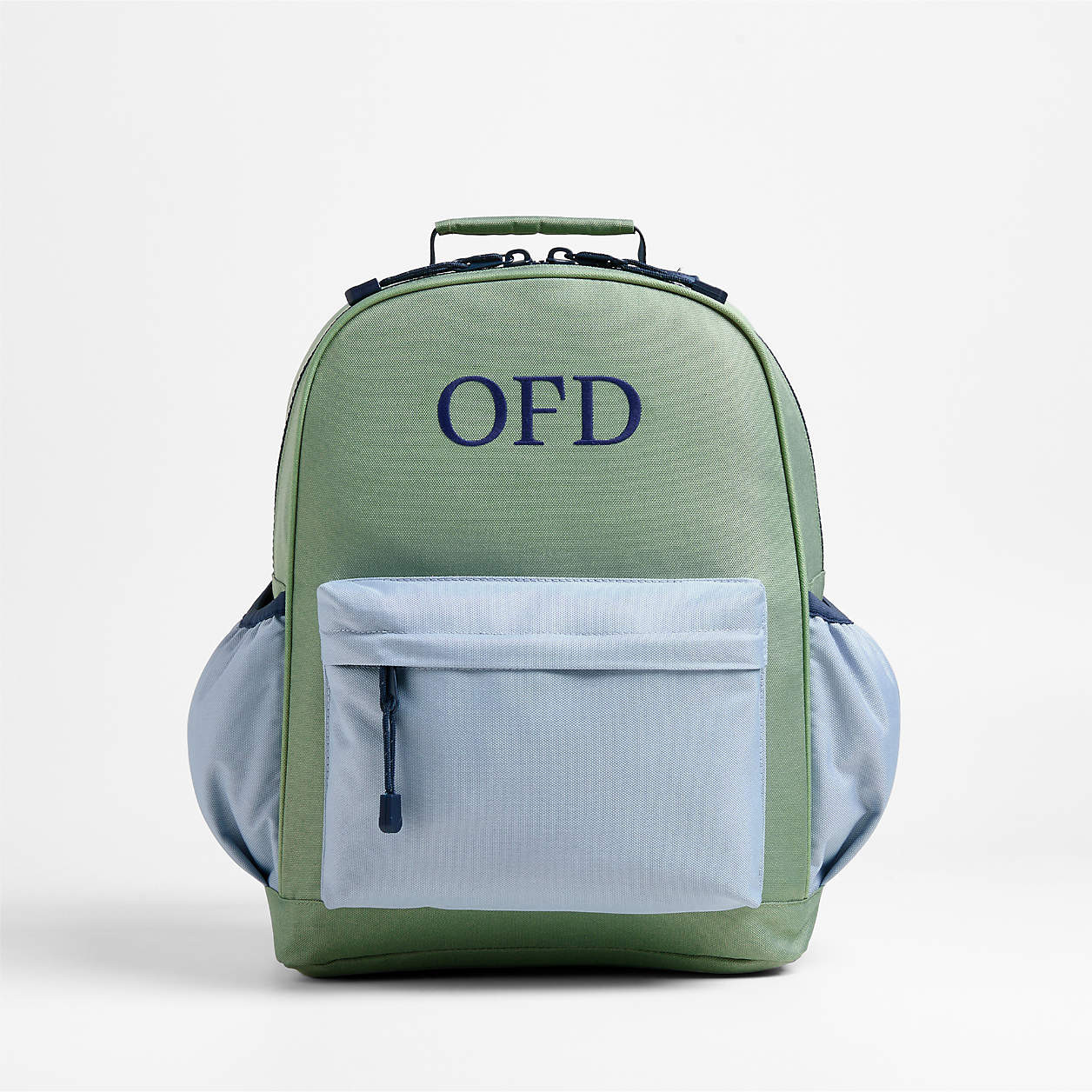 Dreamer Colorblock Green and Blue Medium Kids Backpack with Side Pockets + Reviews | Crate & Kids | Crate & Barrel