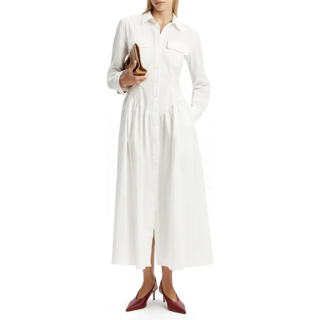 Bardot Agatha Fitted Long Sleeve Shirtdress in Orchid White at Nordstrom, Size 2 | Nordstrom