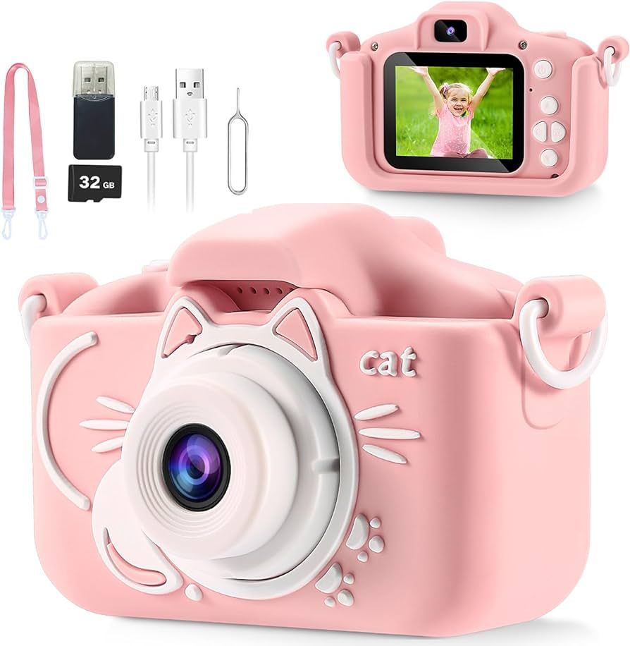 AOGELI Kids Camera for Girls, 2 Lens Selfie Kids Camera,Kids Digital Camera Toys for 4 5 6 7 8 9 ... | Amazon (US)