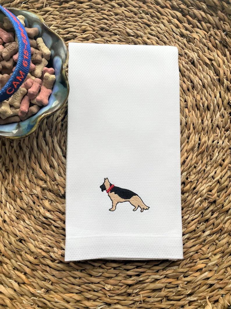 German Shepherd Kitchen Towel Dog Embroidered Hand Towel Dish Towel - Etsy | Etsy (US)