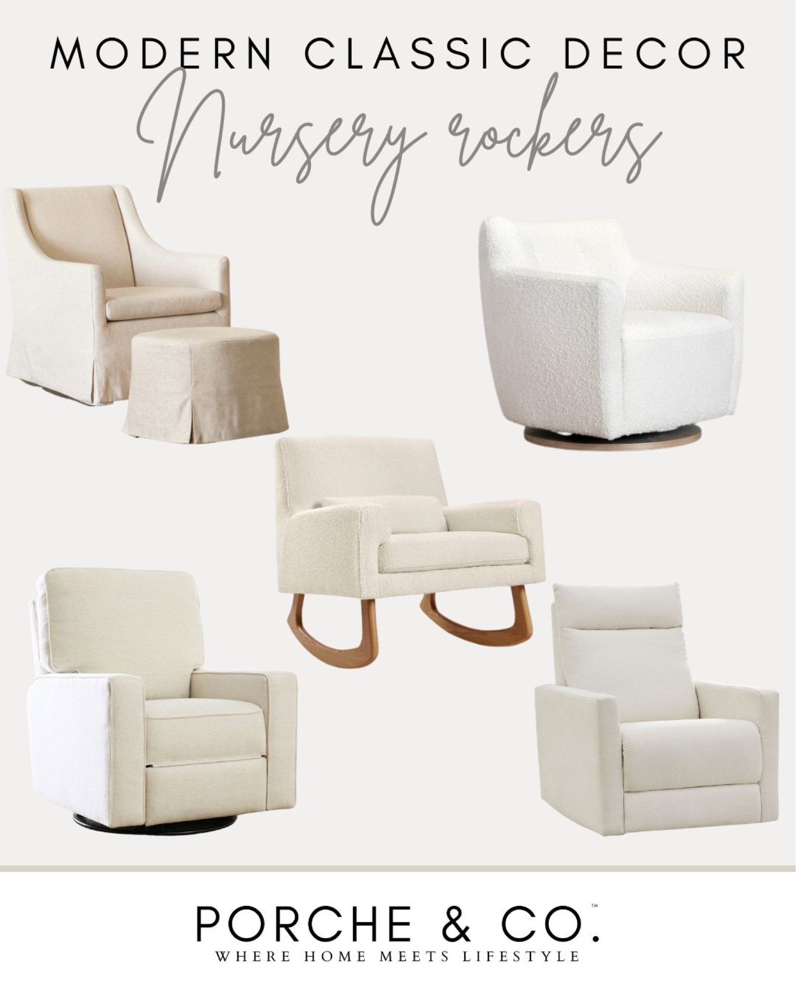 Modern classic nursery rockers 
#visionboard #moodboard #porcheandco #mcgeeandco #potterybarn 
#visionboard #moodboard #porcheandco

#LTKbaby #LTKFind #LTKstyletip