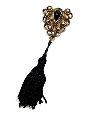 Vintage Black Gold Silver Mourning Tassel Brooch Pin | eBay US