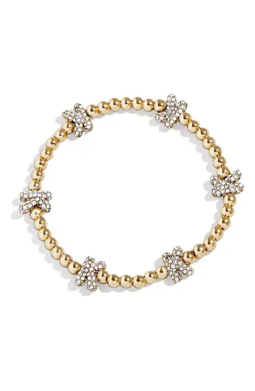 BaubleBar Pisa Pavé Heart Station Beaded Bracelet in Gold K at Nordstrom | Nordstrom