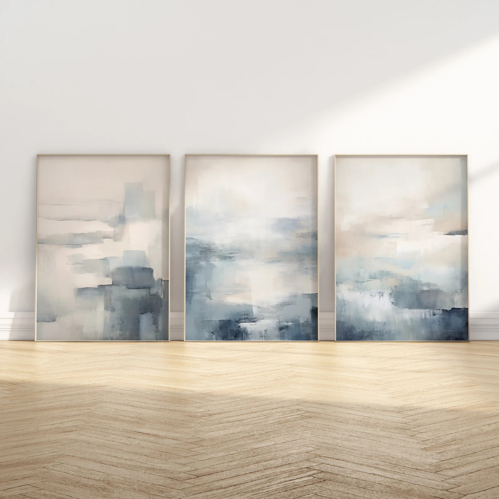 Modern Wall Art Set: Blue Abstract Prints - Minimalist Style - Etsy | Etsy (US)