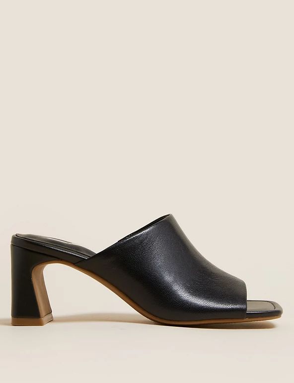 Leather Open Toe Heeled Mules | M&S Collection | M&S | Marks & Spencer (UK)