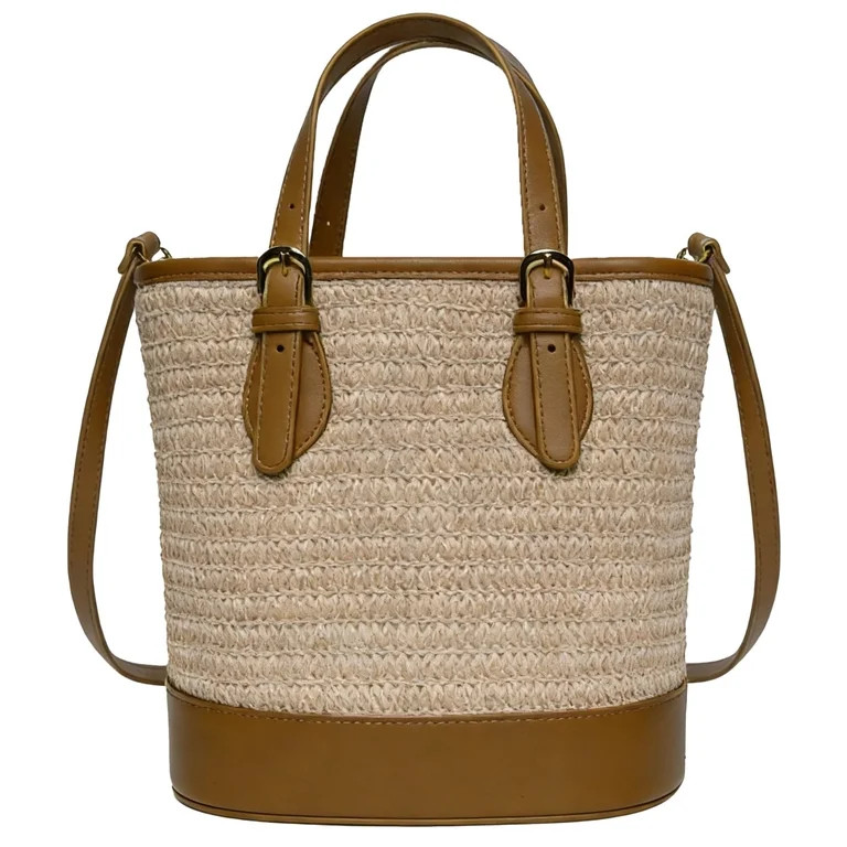 Trendy Women\u2019s Straw Bucket Bag Straw Crossbody Bags For Women Summer Beach Clutch Travel To... | Walmart (US)