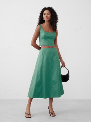 Linen-Blend Seamed Midi Skirt | Banana Republic Factory