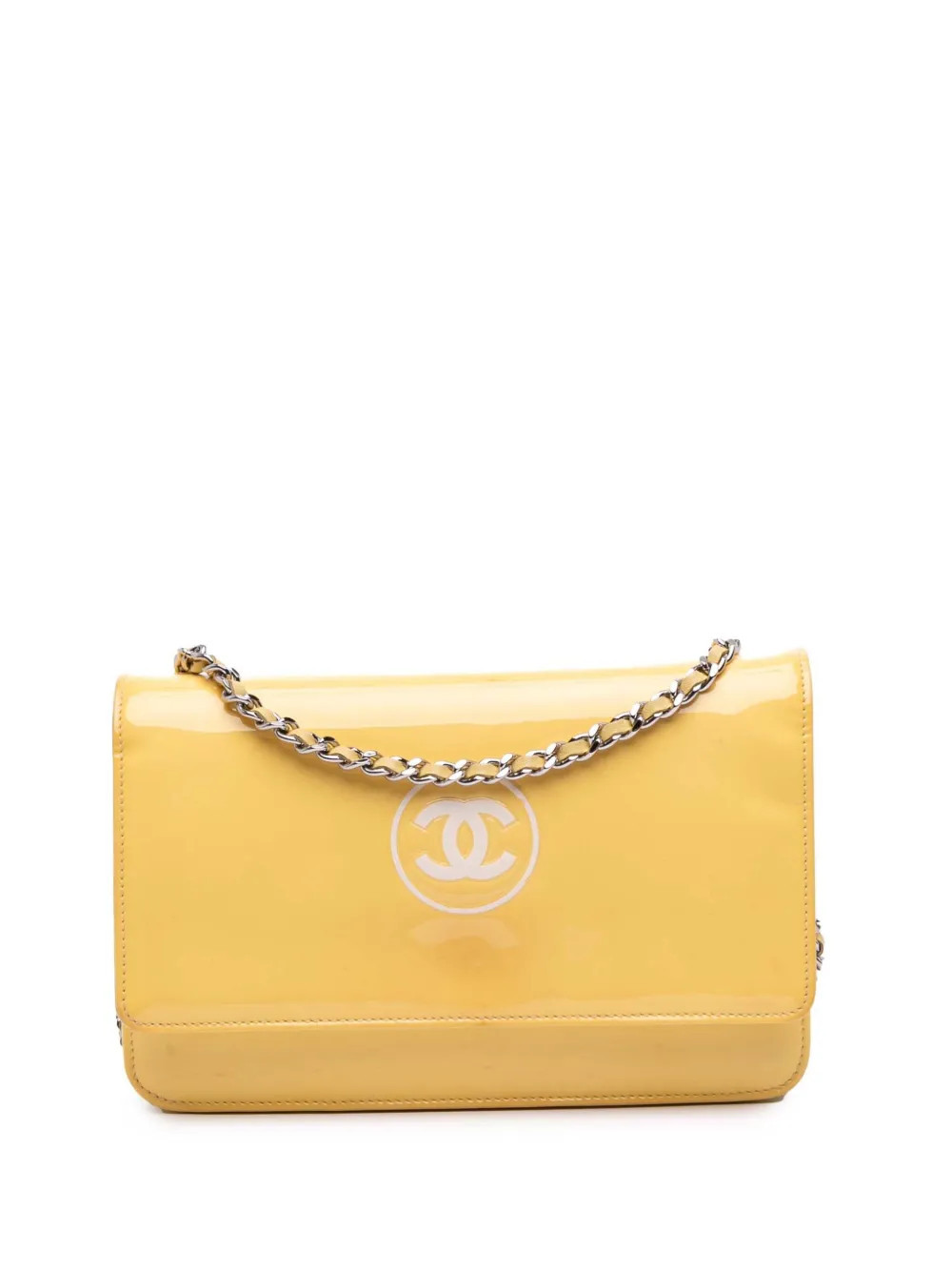 CHANEL Pre-Owned 2012-2013 CC Patent Wallet On Chain crossbody bag - Yellow | Farfetch Global