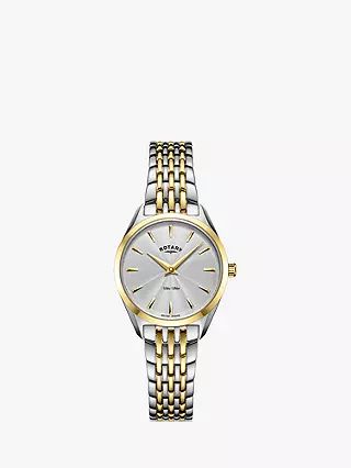 Rotary LB08011/02 Women's Ultra Slim Bracelet Strap Watch, Silver/Gold | John Lewis (UK)