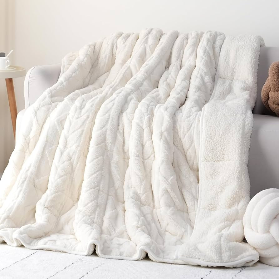 Cottonblue Jacquard Weighted Blanket 15lbs for Adults Queen Size, Ultra Soft Cozy Comfort Sherpa ... | Amazon (US)