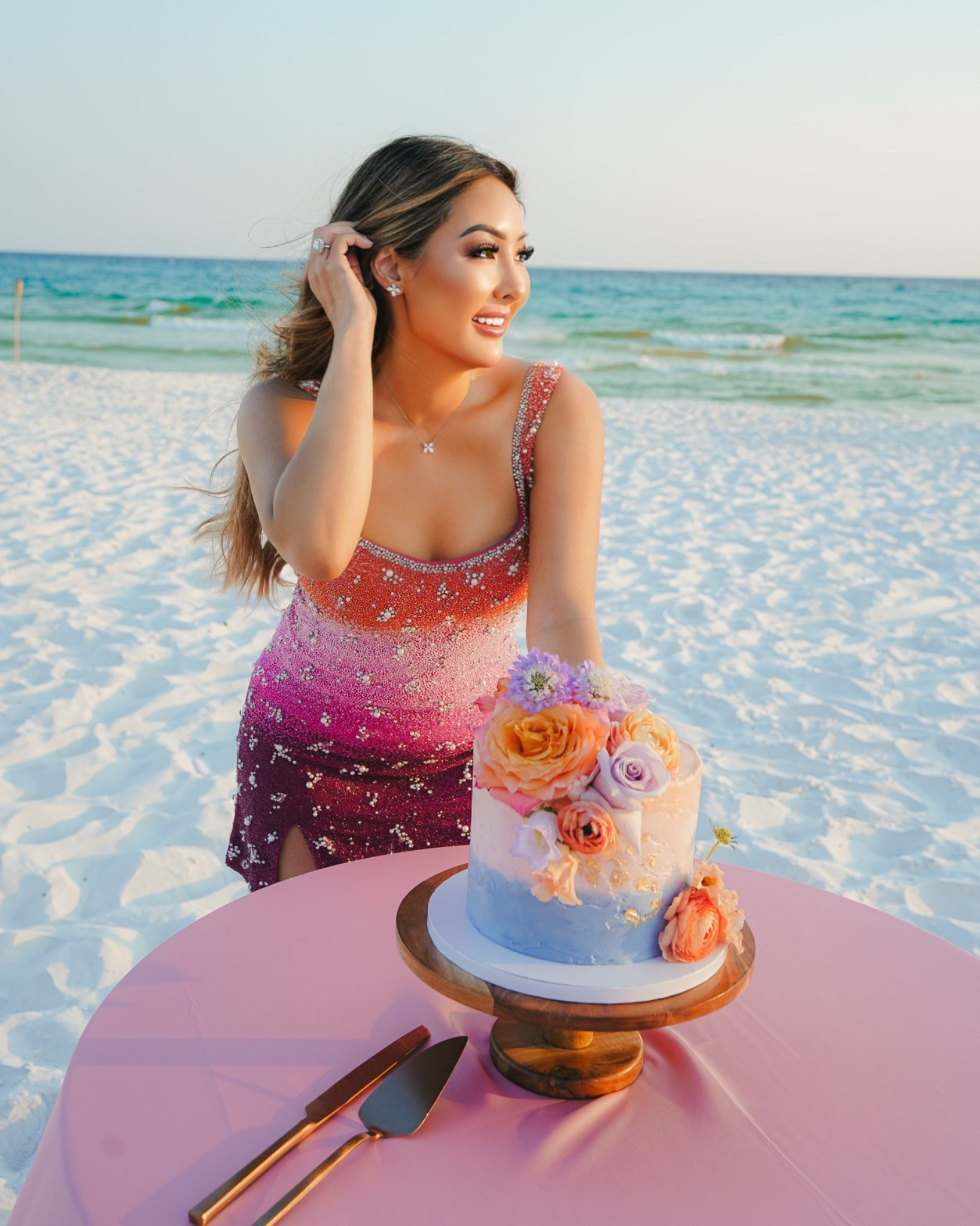 Sunset ombré dream dress by @cliopeppiatt! 💖 Paired with my favorite @bonylevy jewels! 💎 

#LTKWedding #LTKStyleTip #LTKParties