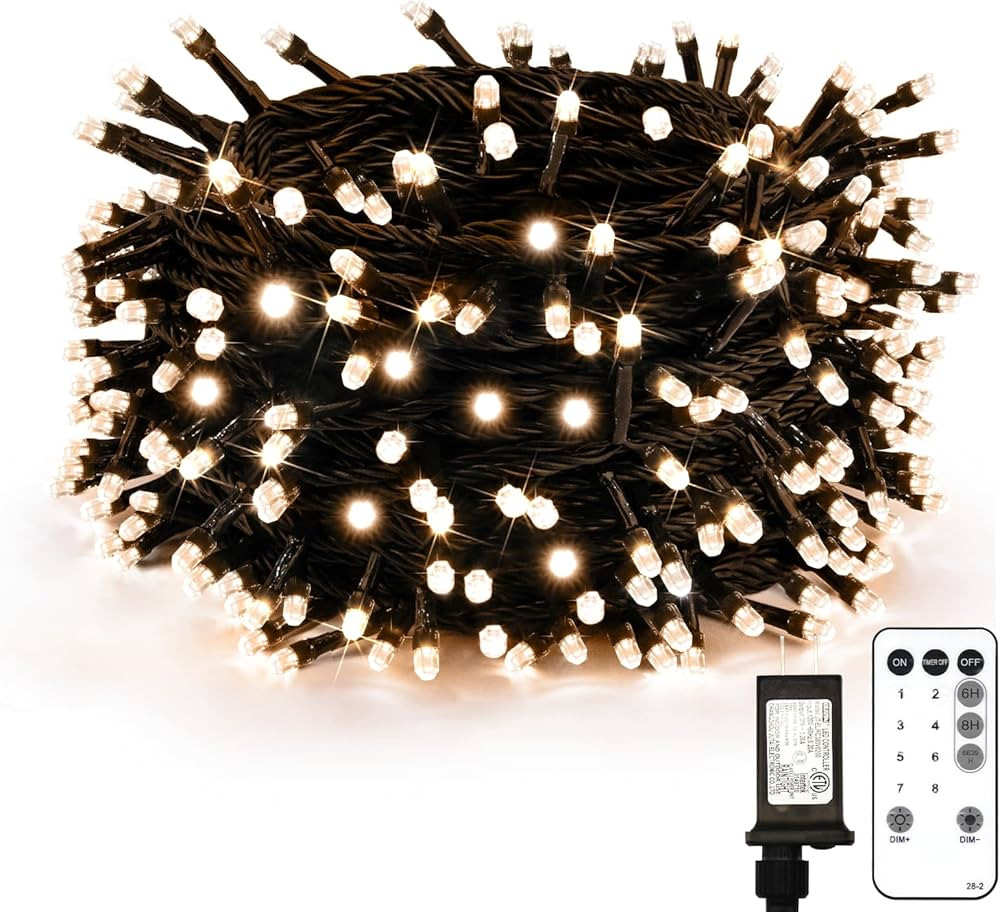 suddus White Christmas Tree Lights Outdoor, 66ft 200 LED Christmas String Lights with 8 Modes, Tw... | Amazon (US)