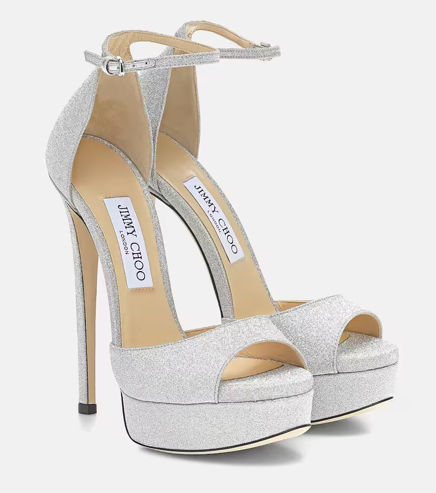 Jimmy Choo Max 150 glitter sandals | Mytheresa (UK)