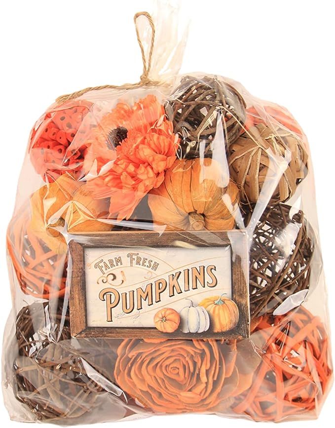 ANDALUCA Orange Decorative Vase Filler Bag with Mini Pumpkins, Orbs, Balls & Flowers Bowl Filler ... | Amazon (US)