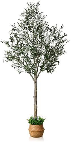 MOSADE Artificial Olive Tree 10 Feet Fake Olive Plant and Handmade Seagrass Basket+Artificial Flo... | Amazon (US)