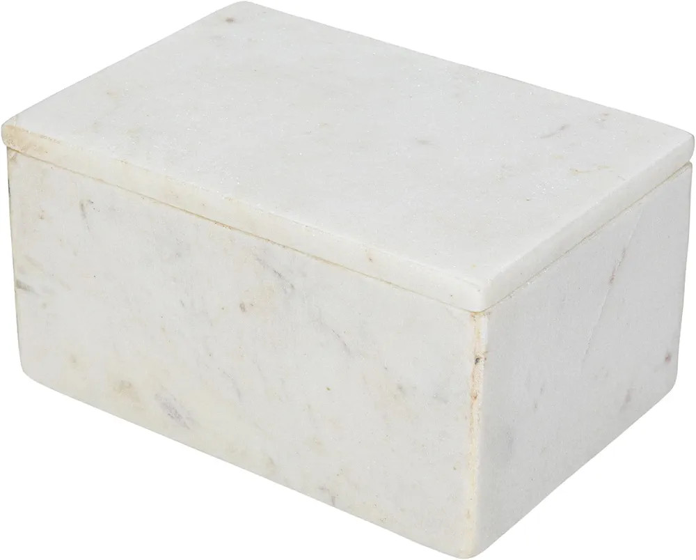 Bloomingville Marble Box Storage Container with Lid, White | Amazon (US)