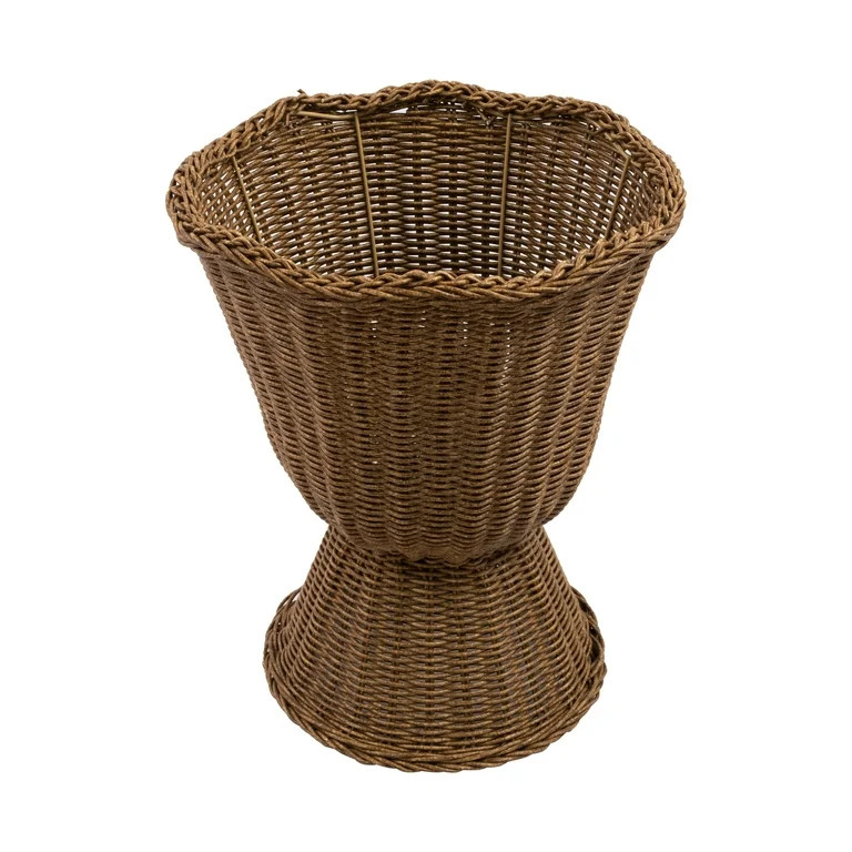 My Texas House 14" Brown Woven Urn-Style Planter with Decorative Scalloped Rim and Transparent In... | Walmart (US)