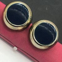 Large Black & Gold Vintage Earrings, Rare Retro Couture Jewelry, Collectible High Fashion Jewelry | Etsy (US)