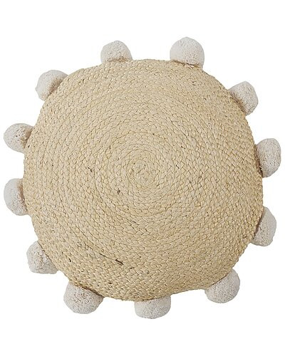 Round Natural Jute Pom Pom Decorative Pillow | Gilt & Gilt City