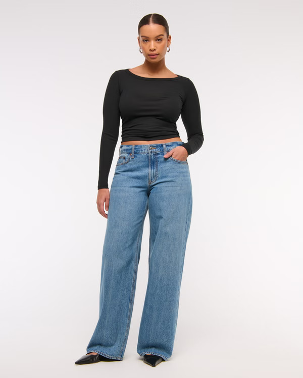 Curve Love Low Rise Ultra Loose Jean | Abercrombie & Fitch (US)