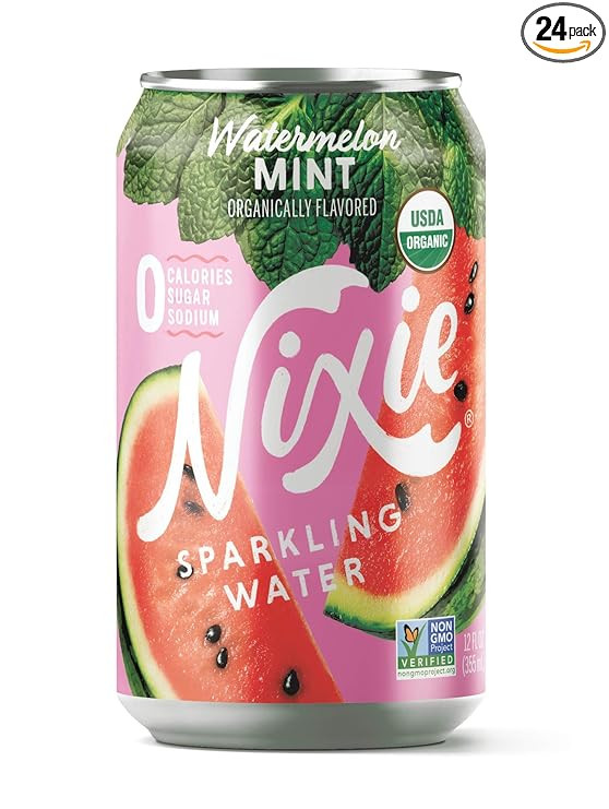 Nixie Sparkling Water, Watermelon Mint | 12 fl oz cans, 24 pack | Organic, Non-GMO, 0 Calories, 0... | Amazon (US)
