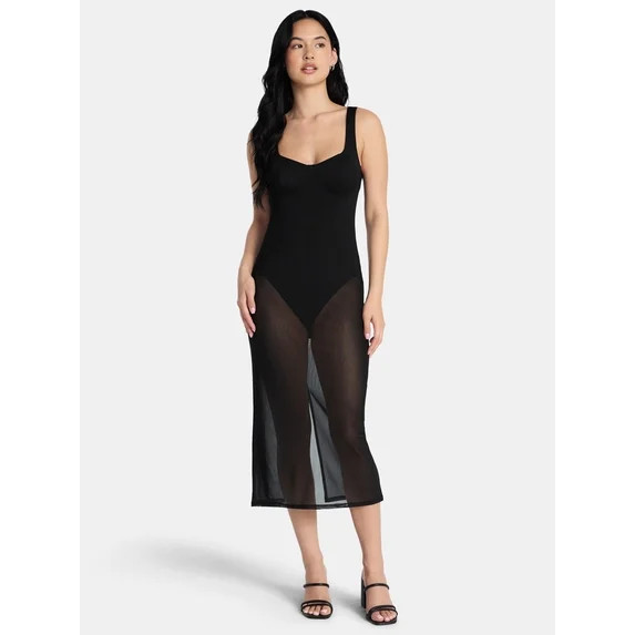Madden NYC Women’s Mesh Midi Dress, Sizes XXS-XXL | Walmart (US)